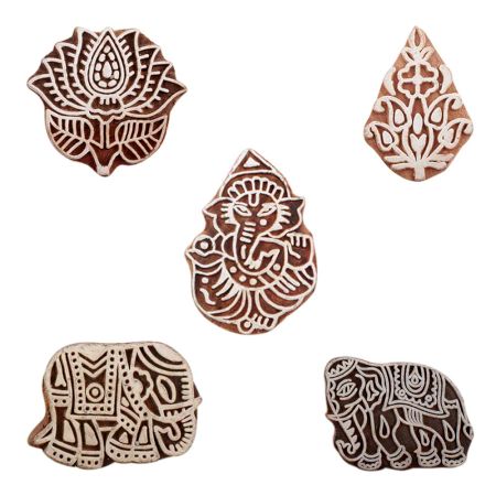 Set of 5 Piece New Mix Wooden Printing Blocks